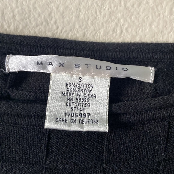 5/$10❤️❤️❤️VINTAGE 90s MAX STUDIO BLACK WAFFLE KNIT TUNIC - Picture 3 of 4